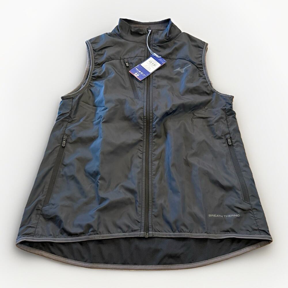 Mizuno Womens Black Breath Thermo Performance Running Full Zip Vest Size S NWT